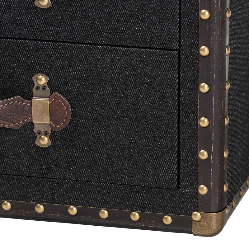 Baxton Studio Agatha Vintage Black Canvas 2 Drawer Storage Trunk image number 7