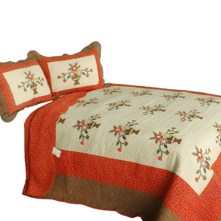 Cotton Vermicelli Quilted Printed Quilt Set 3-Piece with Matching Shams