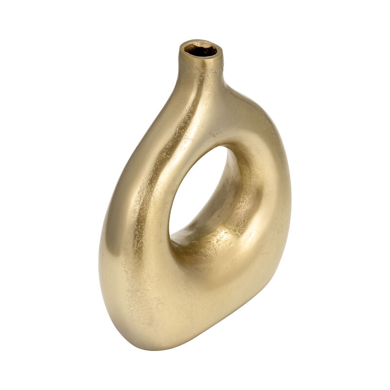Metal 10" Open Cut Vase, Gold image number 4