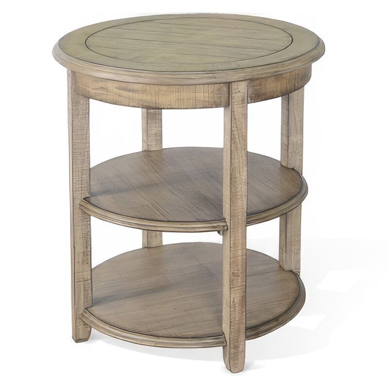 Rena Side End Table, 2 Shelves, 24 Inch Plank Light Brown Mahogany image number 1