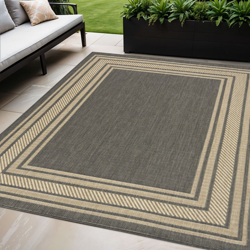 HomeRoots Geometric Indoor Outdoor Area Rug image number 1