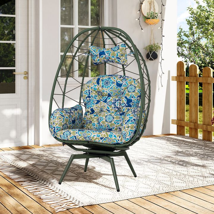 Hivvago Wicker Patio Egg Chair with Thick Cushions
