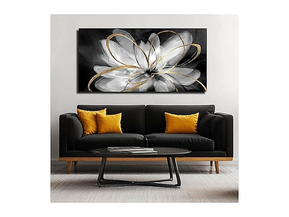 Decor Floral Wall Art 24 X 48 Inch Botanical Black Living Room Kitchen Dining