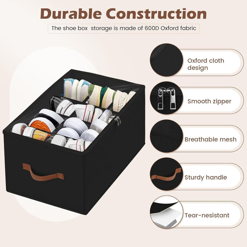 Shoe Organizer Closet Storage Black Foldable Box Clear Cover image number 1
