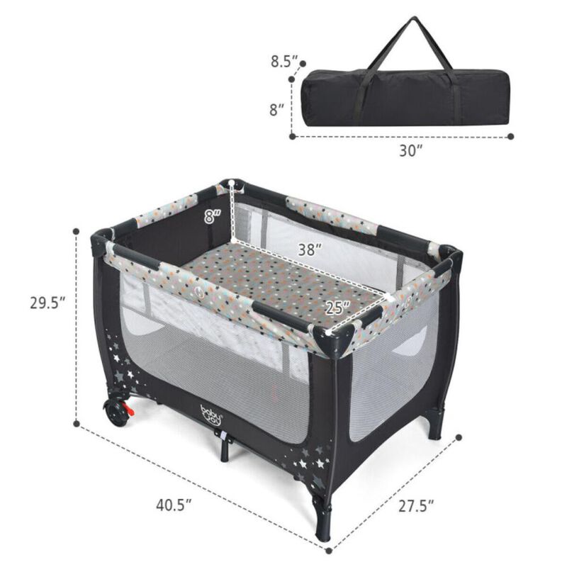 Hivvago Portable Baby Playpen with Mattress Foldable Design