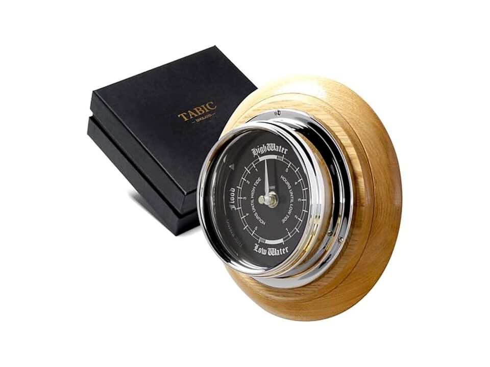 Prestige Chrome Tide English Oak Mount Wall Clock Coastal Home Decor