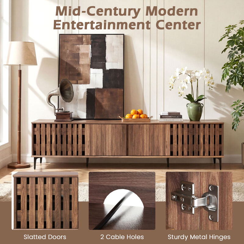 Mid Century Modern TV Stand with 4 Storage Cabinets for Living Room image number 6