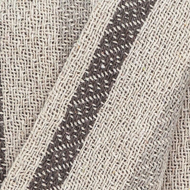 HomeRoots 67" X 52" Beige And Taupe Cotton Woven Striped Throw Blanket with Fringe image number 3