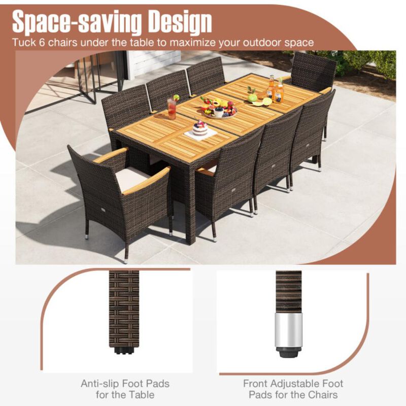 Hivvago 9 Piece Outdoor Dining Set with Acacia Wood Table Top