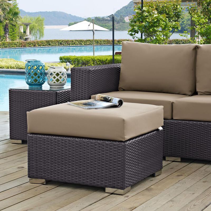 Modway Convene Outdoor Patio Fabric Square Ottoman