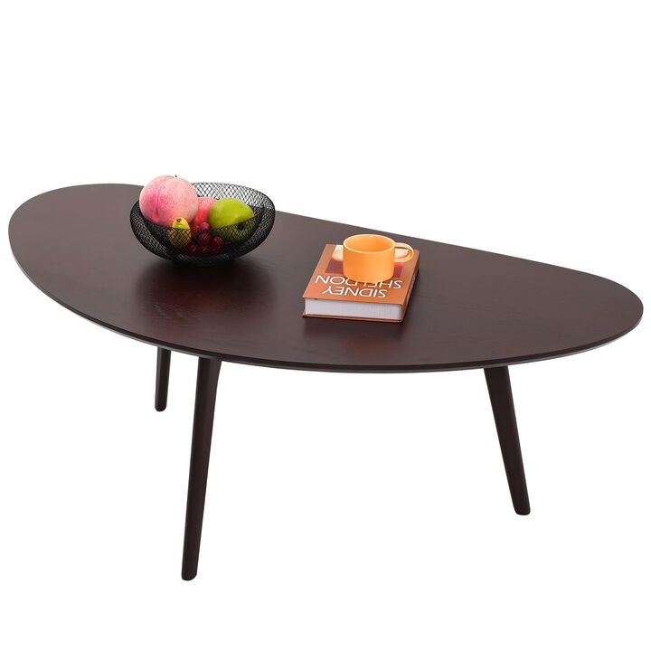 FIRMINANA Mid Century Modern Coffee Table,Large Oval Small Mangotop Coffee Table for Small Spaces, Espresso-47.3"" W x23.63 D x