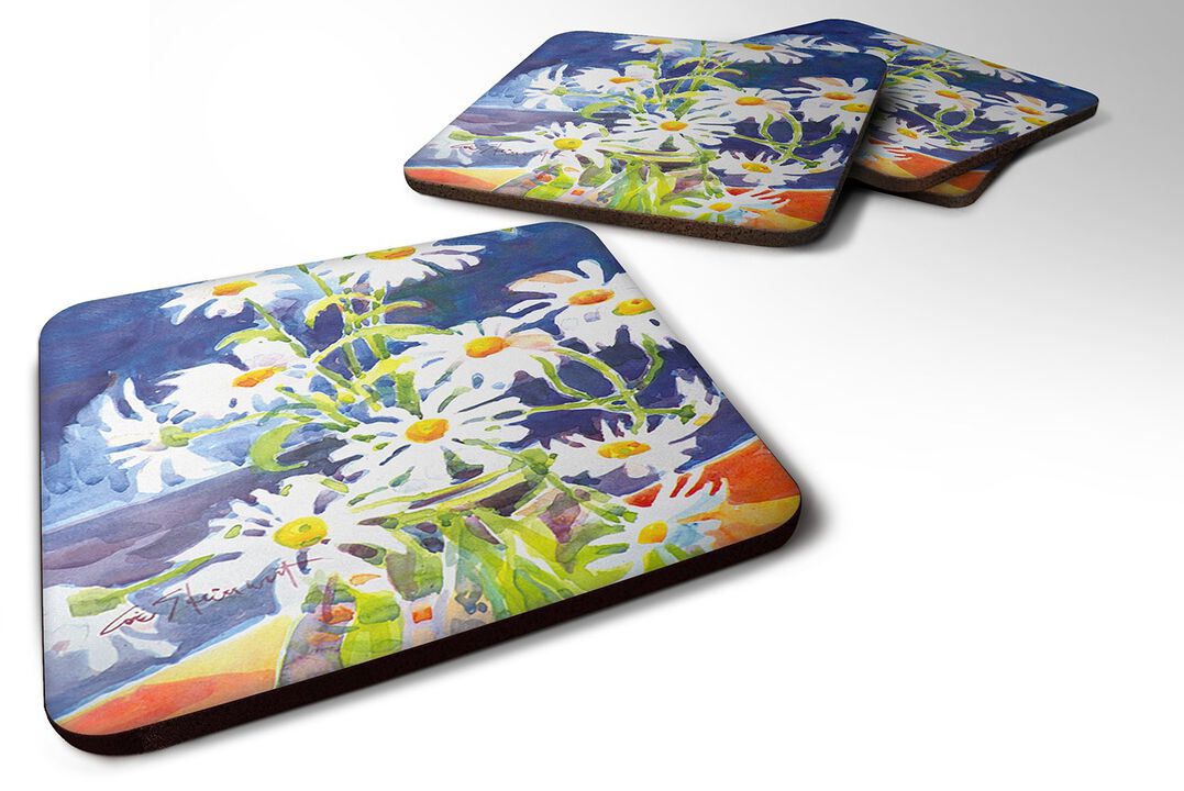 Caroline's Treasures 6003FC Flowers-Daisy Foam Coasters (Set of 4), 3.5 H x 3.5 W, Multicolor