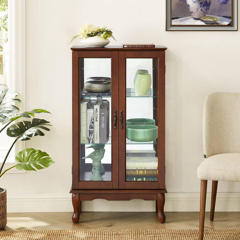 Streamdale Lighted Display Cabinet with Mirrored Back and Adjustable Shelves image number 7