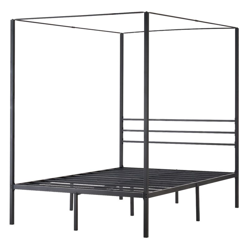 Full Size Metal Canopy Bed Frame, Minimalist Four Poster Design image number 7
