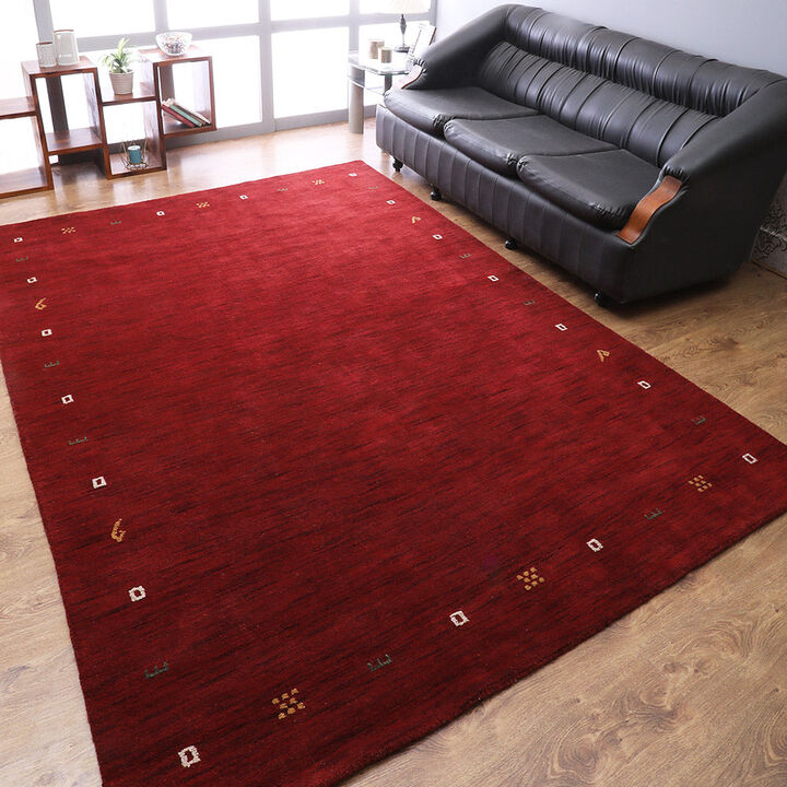 RUGSOTIC CARPETS HAND KNOTTED LOOM WOOL ECO-FRIENDLY AREA RUGS  - Rectangle, Contemporary Modern Design, High Pile Thick Handmade Anti Skid Rugs for Living Room (L00103)