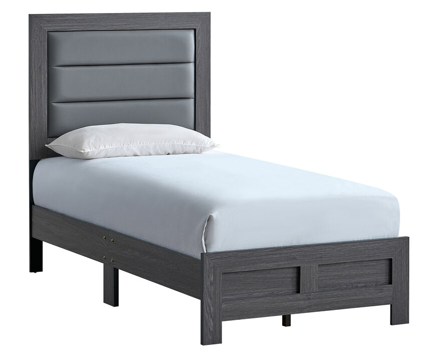 Plano Gray Wood Frame Twin Panel Bed