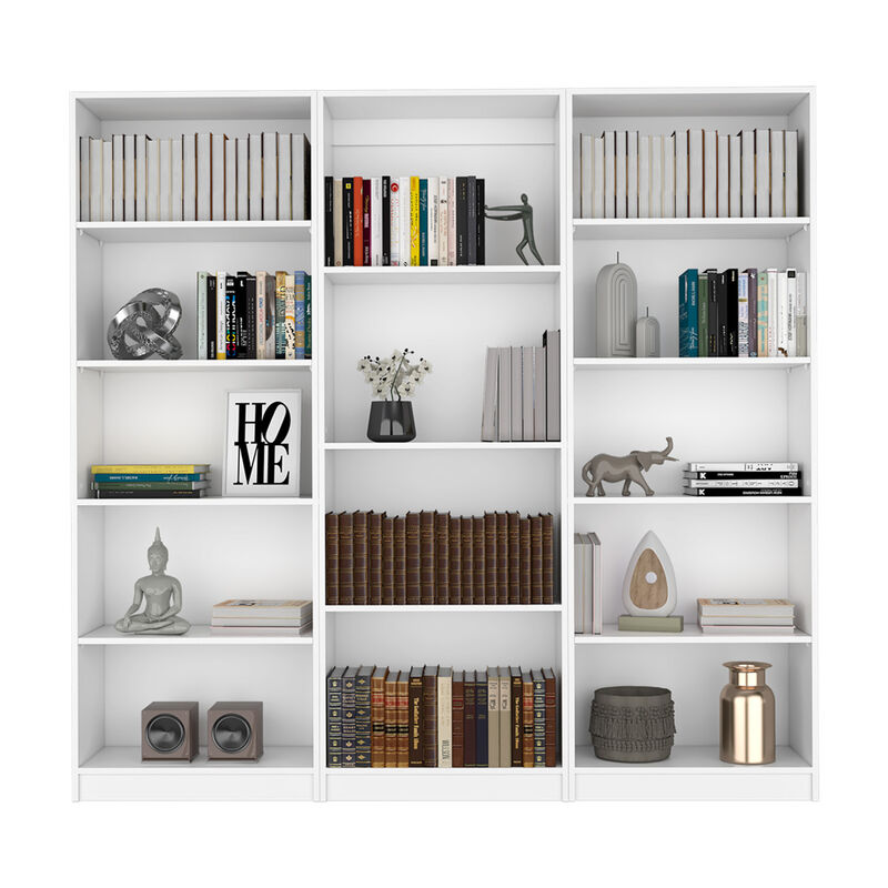 Blende 3 Piece Living Room Set with 3 Bookcases, White