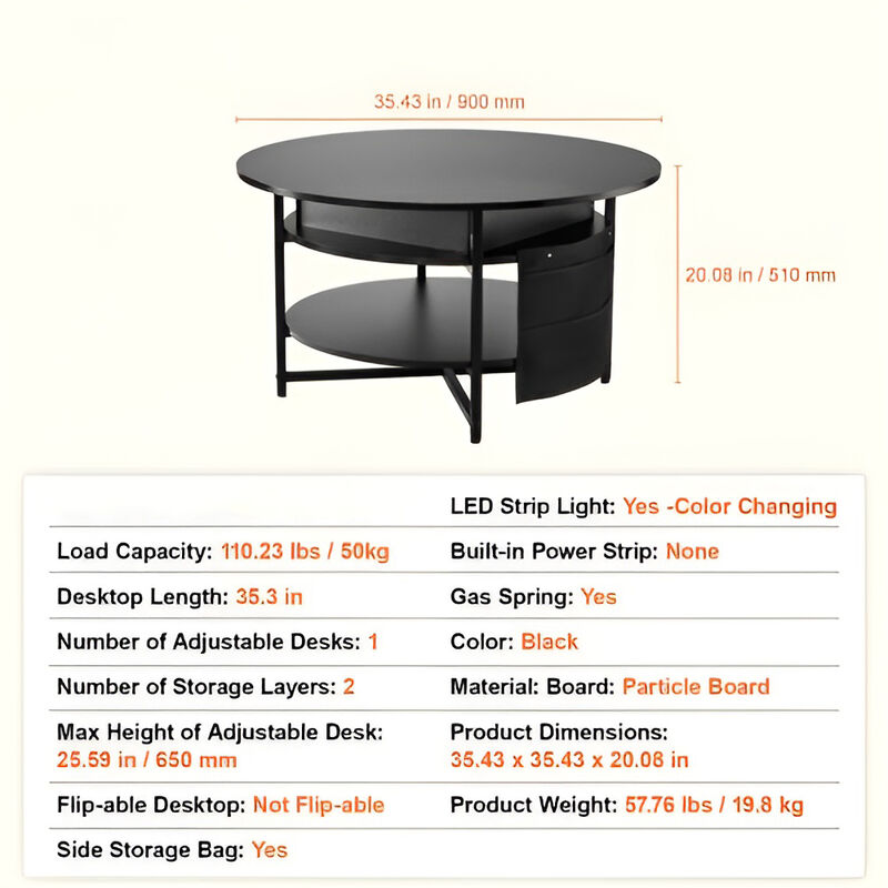 Coffee Table with Lift-Top, Storage Drawers and Open Shelf for Living Room