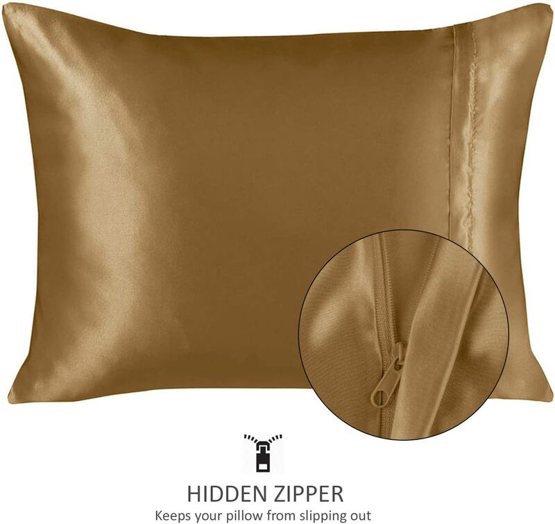 Satin Pillow Case with Zipper - Luxury Pillow Cover (Pillowcase Set of 2)