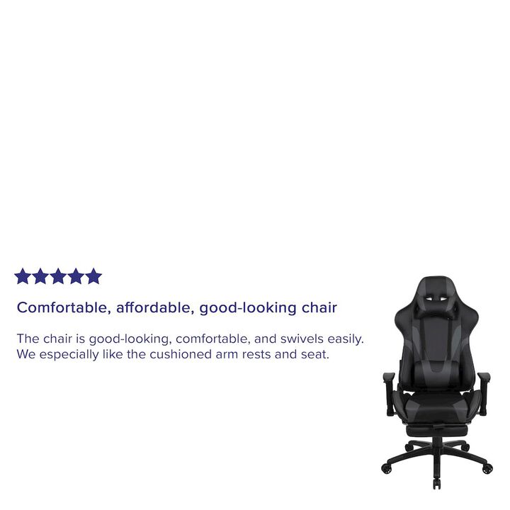 X30 Gaming Chair Racing Office Ergonomic Computer Chair with Reclining Back and Slide-Out Footrest in   LeatherSoft