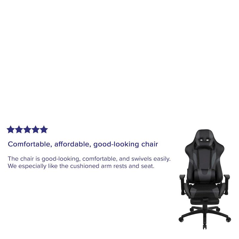 X30 Gaming Chair Racing Office Ergonomic Computer Chair with Reclining Back and Slide-Out Footrest in   LeatherSoft image number 1
