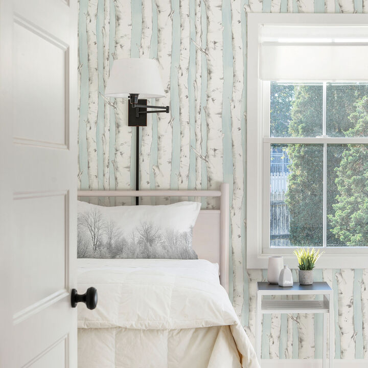 Pioneer Light Blue Birch Tree Wallpaper (Set of 2)