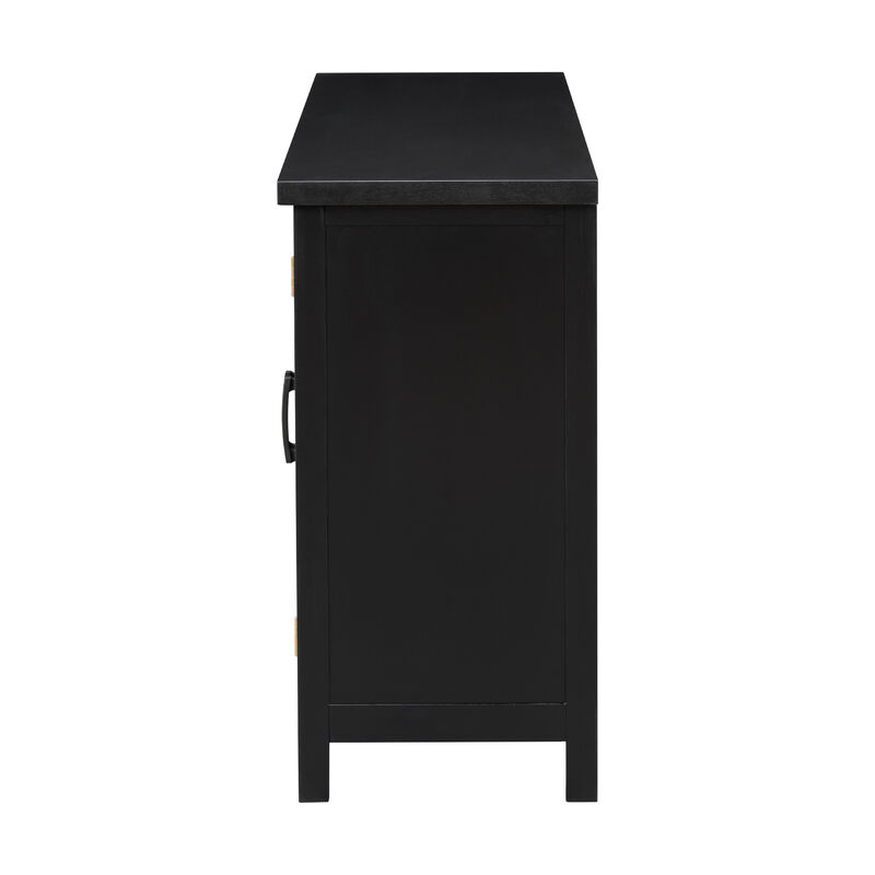 Merax Featured Four-door Storage Cabinet with Adjustable Shelf and Metal Handles