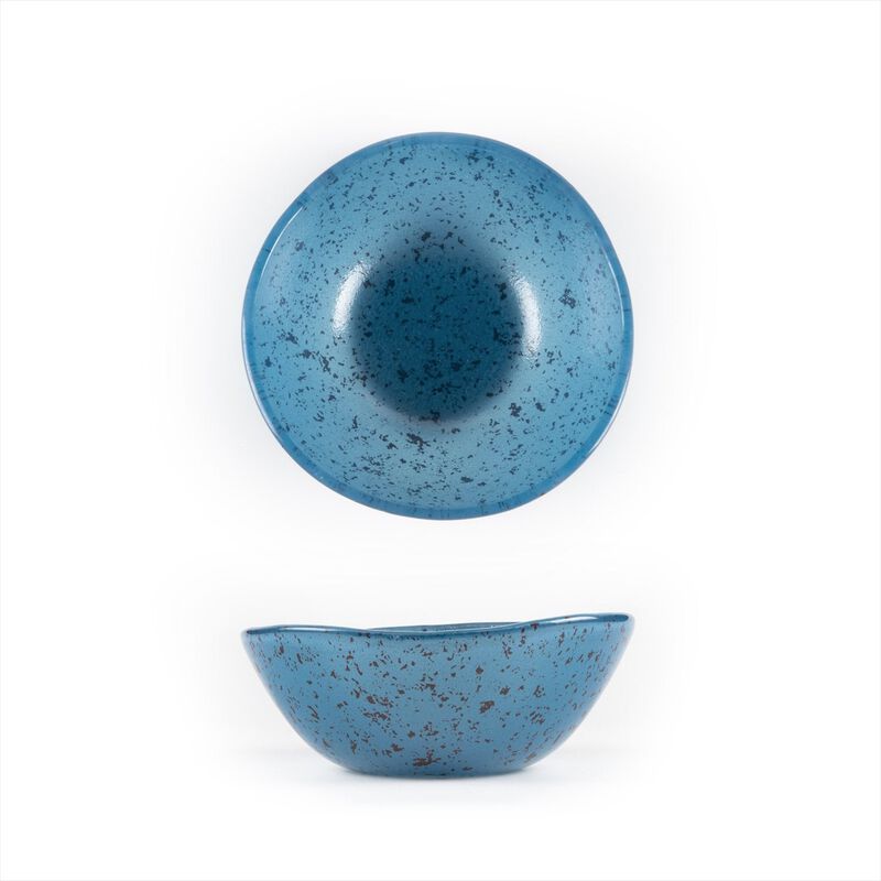 Turgla Fusion Glass dia.5.5" h:2" 14 oz. Round Blue Glass Bowl (Set of 2) image number 3