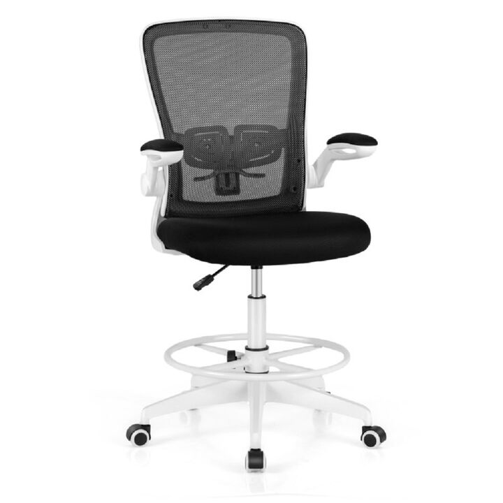 Height Adjustable Drafting Chair with Flip Up Arms for Home Office