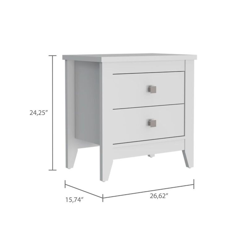 Streamdale Amara Nightstand, Two Shelves, Four Legs - White image number 3