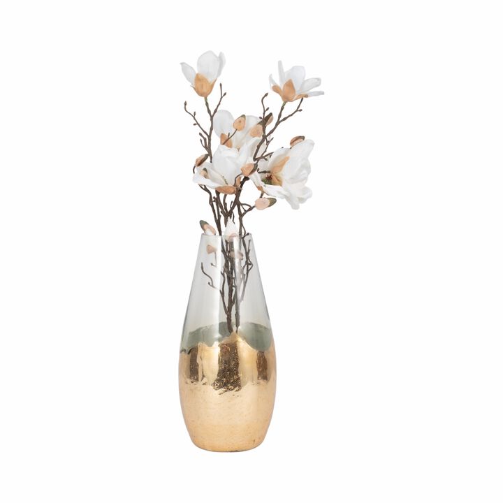 Glass 15" Gold Dipped Vase