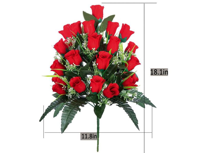 Red Artificial Rose Flower Stems Outdoor Vase Filler 2 Cemetery image number 2