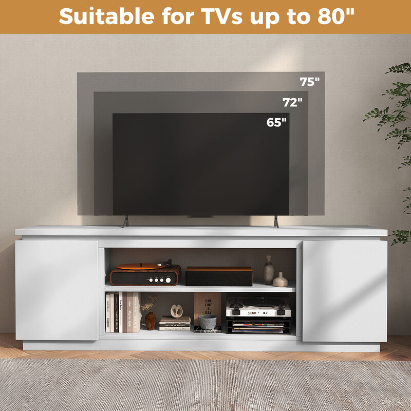 Contemporary TV Stand with Adjustable Storage & Anti-Tip Kit for TVs up to 80 Inches
