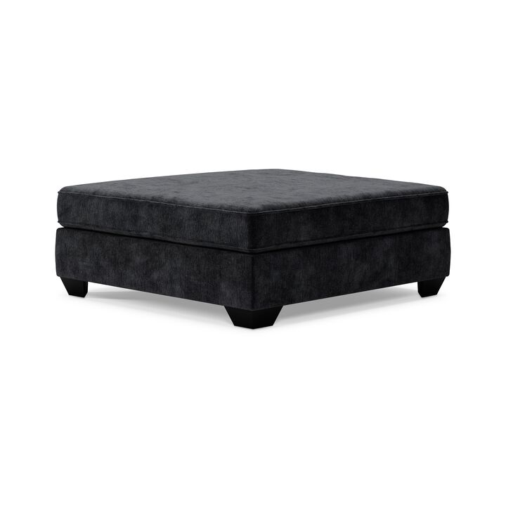 Lavie Square Oversized Accent Ottoman, Charcoal Gray Polyester 51 Inch