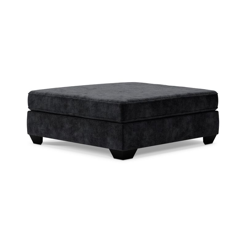 Lavie Square Oversized Accent Ottoman, Charcoal Gray Polyester 51 Inch