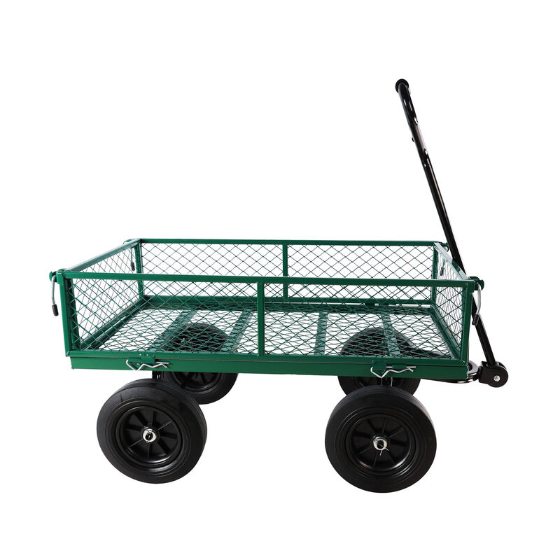 Solid Wheel Tools Cart Wagon, Garden Cart for Effortless Firewood and Heavy Duty Transport