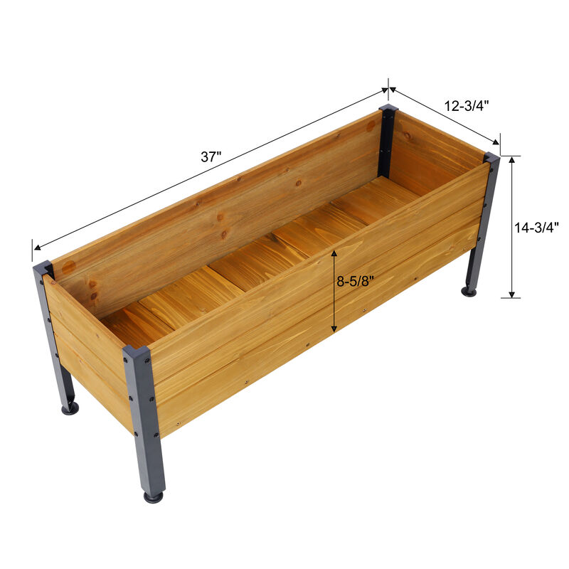 Outdoor Wooden Planter Box, Rectangular Raised Garden Bed for Herbs, Vegetables, and Flowers, Great for Deck or Patio