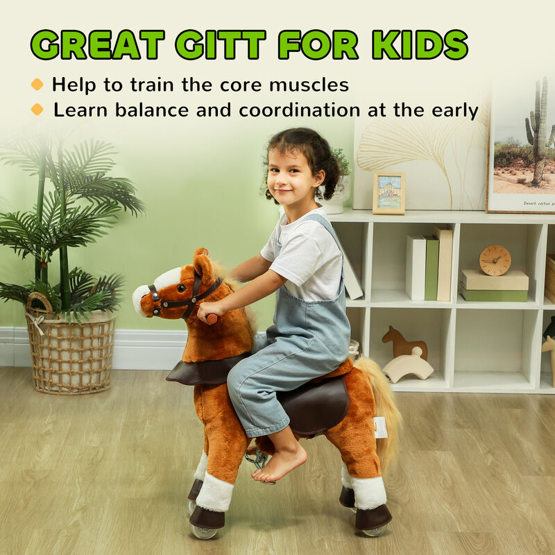 BreeBe Ride on Horse, Walking Horse Toy, Kids Riding Pony w/ Wheels & Neighing Sounds image number 6