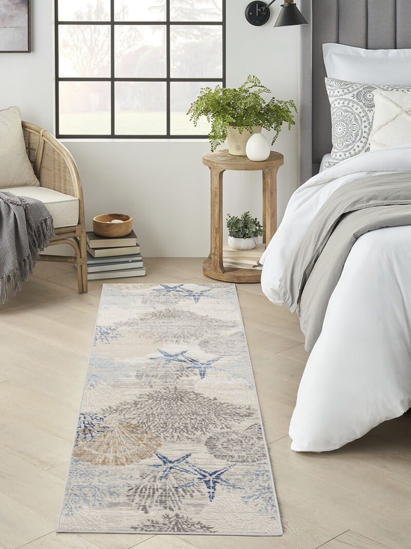 Seaside SDS04 Ivory/Gray/Blue 2'3" x 7'6" Rug