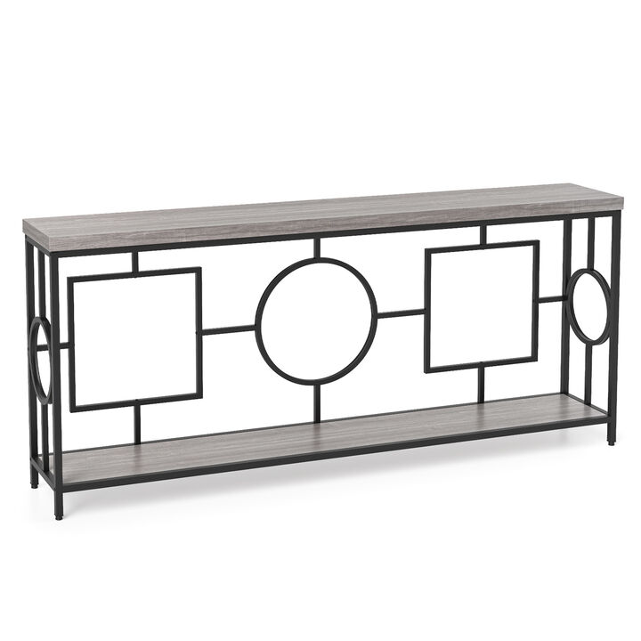 Slim Console Table with Faux Marble Top and Open Storage Shelf – Perfect for Hallways
