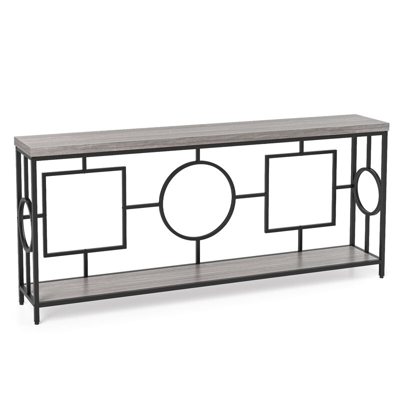 Slim Console Table with Faux Marble Top and Open Storage Shelf – Perfect for Hallways