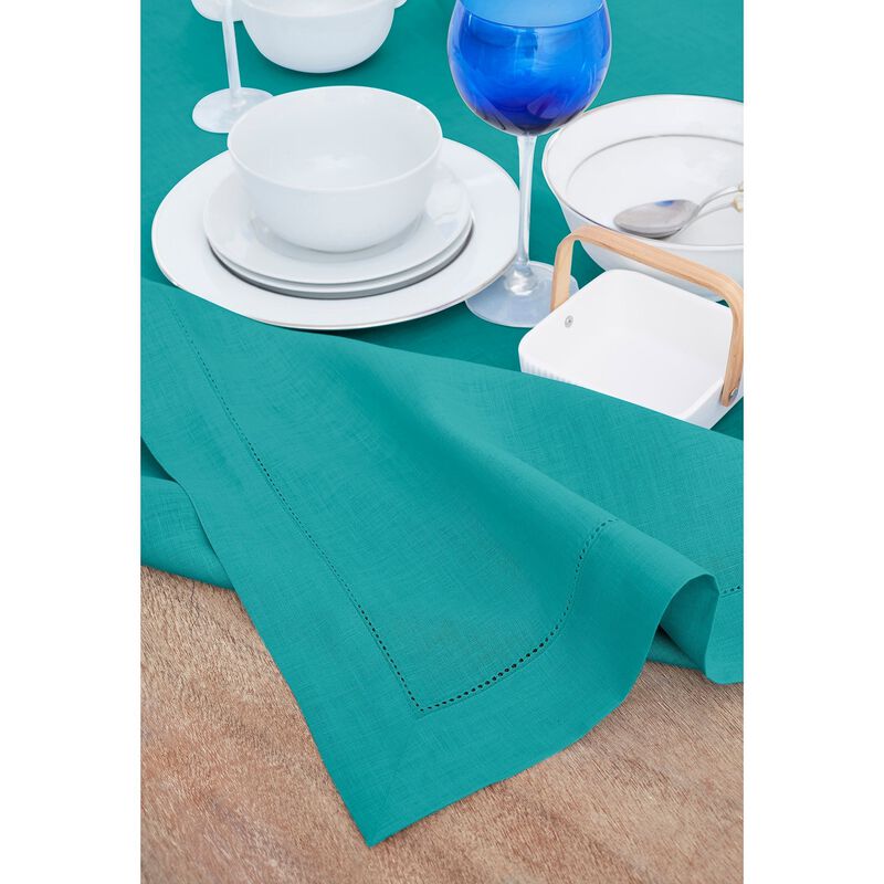 Solino Home Classic Hemstitch 100% Linen Tablecloth &ndash; Handcrafted, Machine Washable, Perfect for Holiday and Everyday Dining