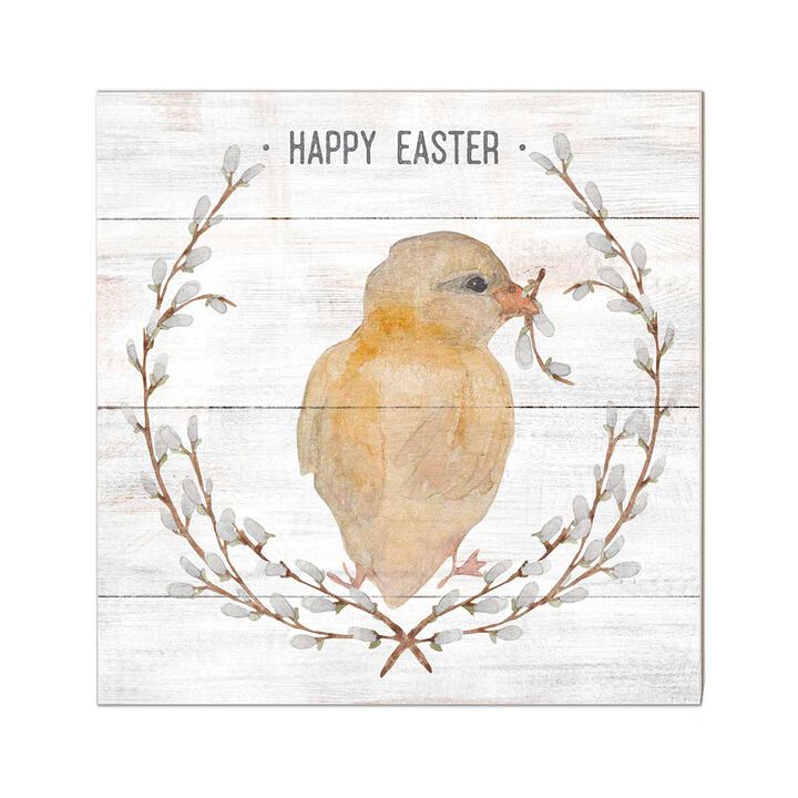 10" Yellow and White "Happy Easter" Sign