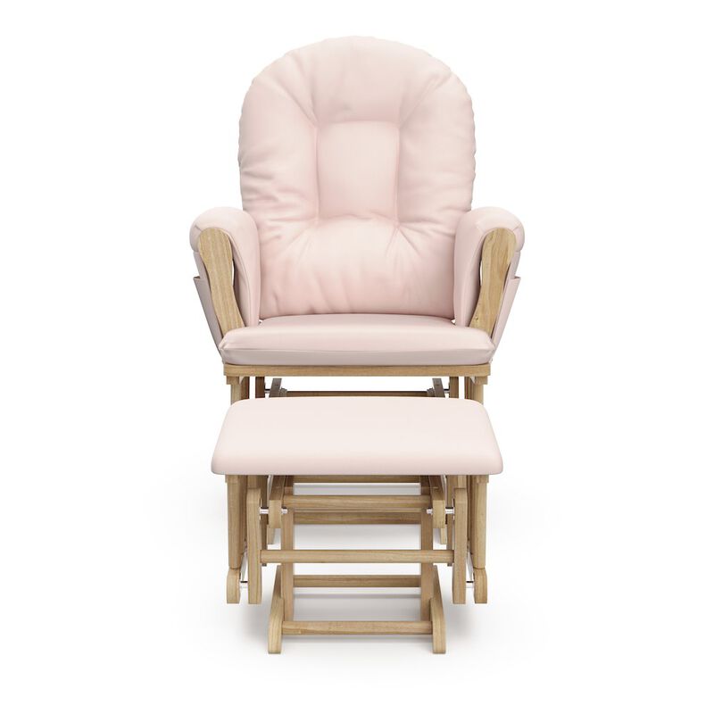 Storkcraft Hoop Glider and Ottoman - Natural with Pink