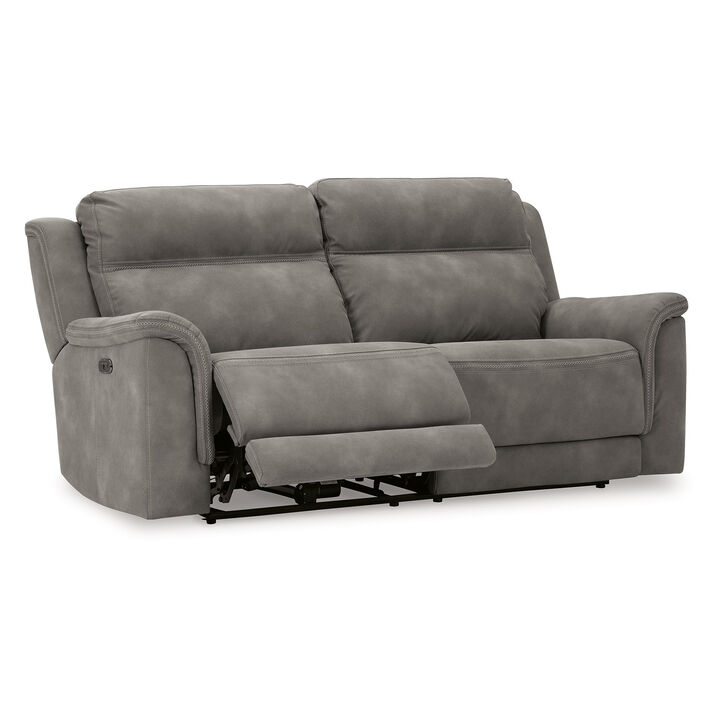Corbin Power Recliner Sofa, Zero Draw USB, Slate Gray Faux Leather