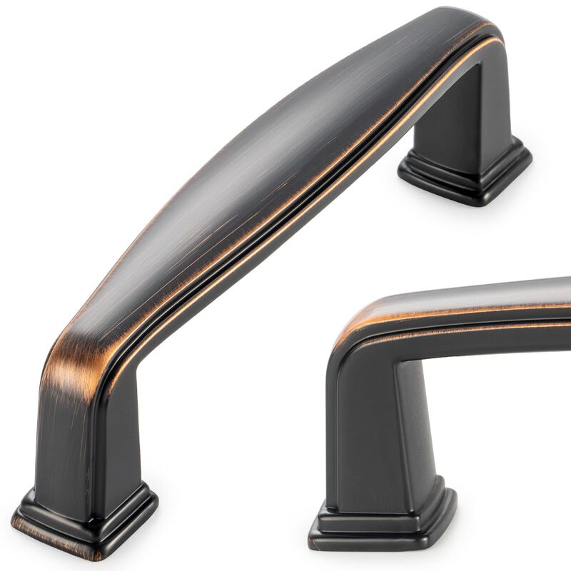 KOOFIZO Square Foot Cabinet Arch Pull - Oil Rubbed Bronze Furniture Handle, 3 Inch/76mm Screw Spacing, Pack of 5 for Kitchen Cup