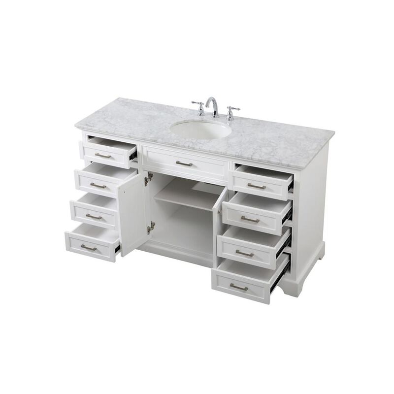 Elegant Kitchen and Bath 60 inch Single bathroom vanity in white