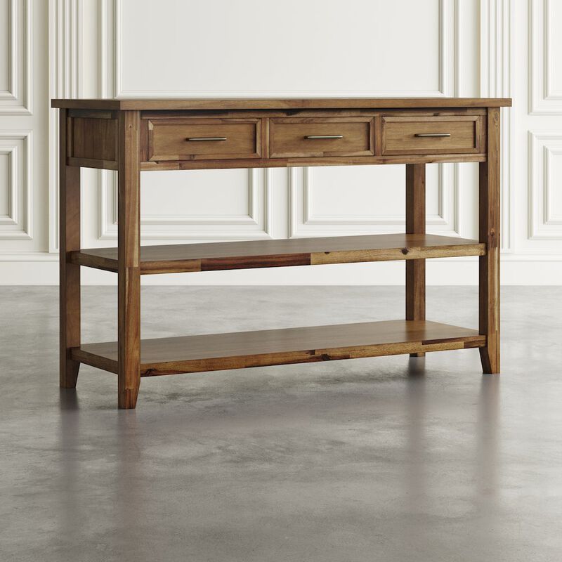 Jofran Claremont 50 Transitional Rustic Wood Sofa Console Table with Storage