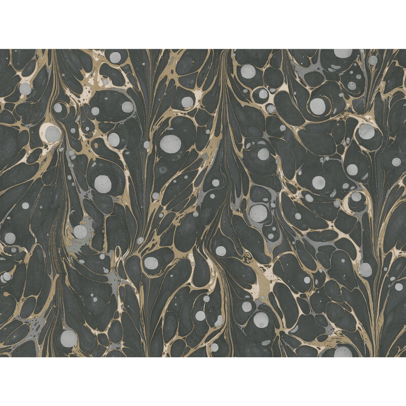 Marbled Endpaper Black & Gold Wallpaper image number 0