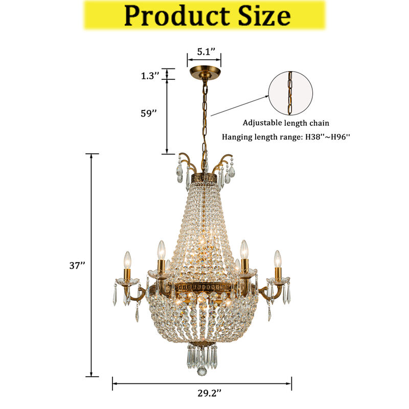 Classic Elegance 12-Light Antique Bronze Empire Crystal Chandelier image number 5